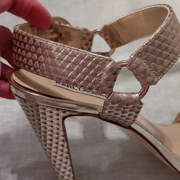 Karl Lagerfeld Cieone Muted Metallic Gold Heeled Sandals - Picture 5 of 9